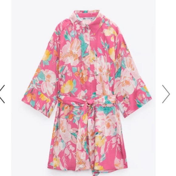 Beautiful Zara pink satin effect floral mini dress - Picture 6 of 9